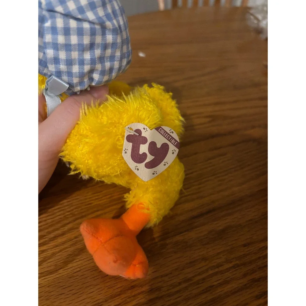 1993 Ty Collectibles Bonnie Duck Plush Yellow Gingham Bonnet Moving limbsVintage